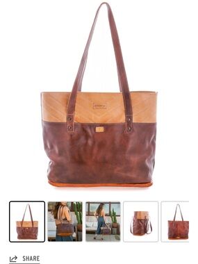 Bed Stu Two-Tone Brown and Tan Leather Dome Tote